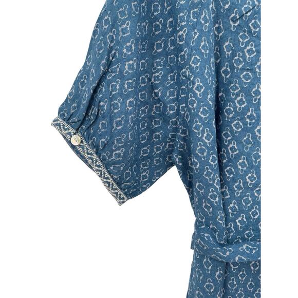 NWT Faherty Carmel Dress Key Largo Blue Linen Size Medium - Picture 7 of 13